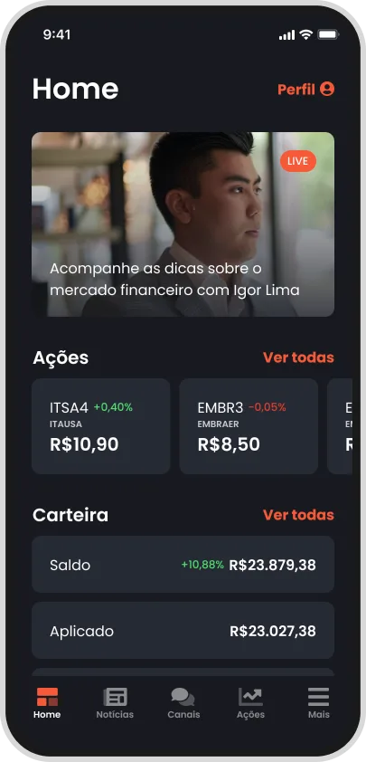 Interface principal do aplicativo 4Traders desenvolvido pela Phurshell