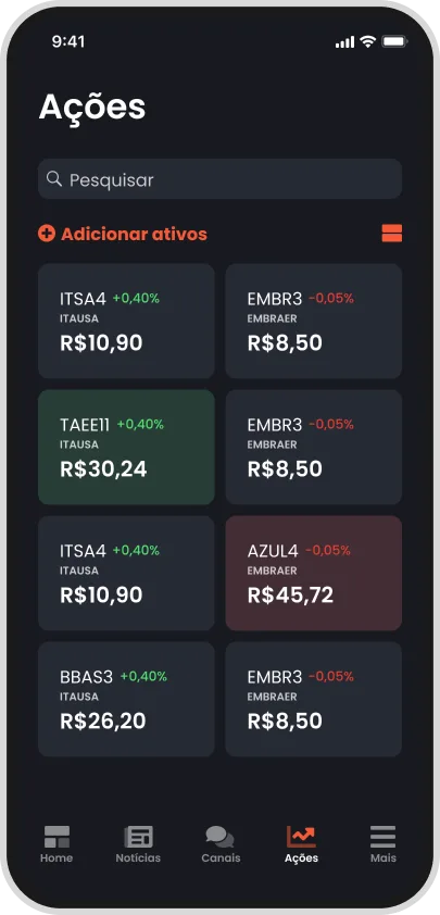 Tela secundária do aplicativo 4Traders desenvolvido pela Phurshell