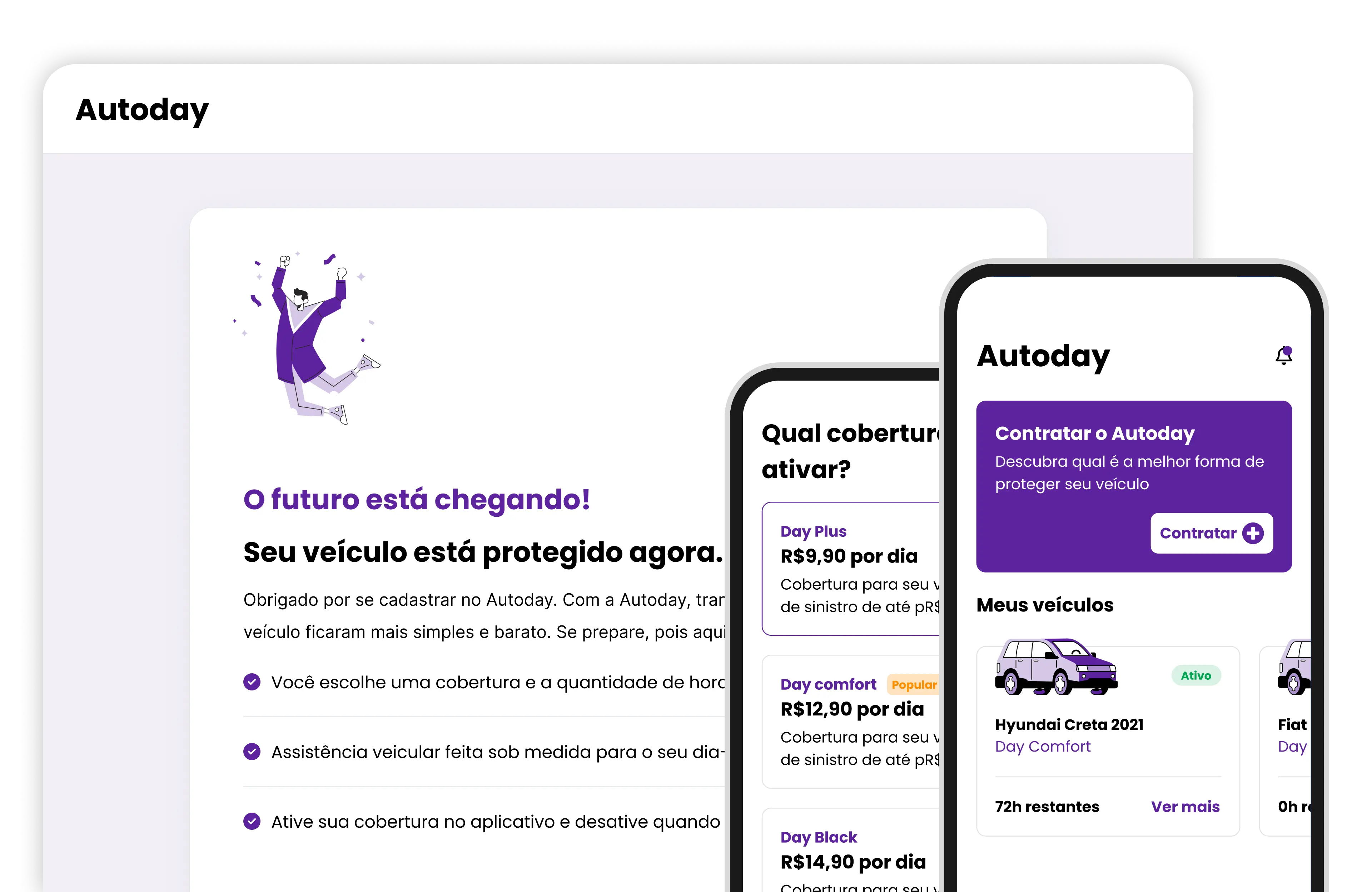 Tela do aplicativo Autoday desenvolvido pela Phurshell